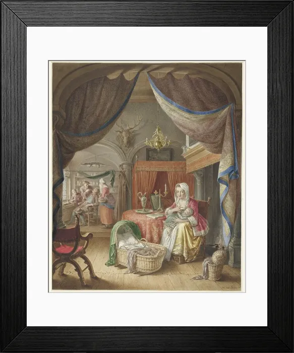 Framed Print : Mother with child on her chest, 1748-1798. Creator: Willem Joseph Laquy Framed Print : Mother with child on her chest, 1748-1798. Creator: Willem Joseph Laquy