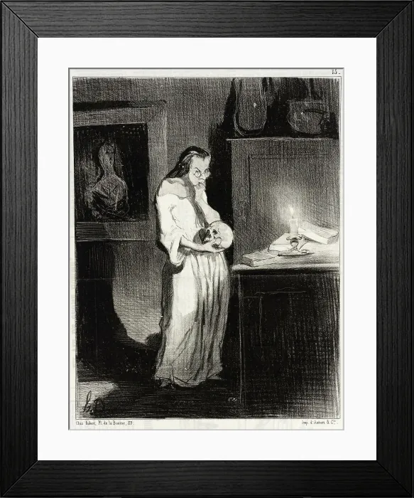 Framed Print : Femme de lettre humanitaire se livrant sur l'homme... 1844. Creator: Honore Daumier Framed Print : Femme de lettre humanitaire se livrant sur l'homme... 1844. Creator: Honore Daumier