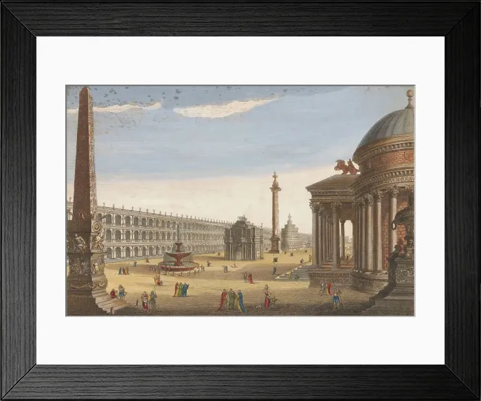 Framed Print : View of an obelisk, a triumphal arch, a column and other structures in Rome, 1756. Creator: Unknown Framed Print : View of an obelisk, a triumphal arch, a column and other structures in Rome, 1756. Creator: Unknown