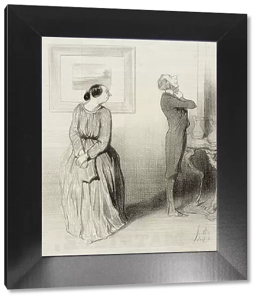 Bichette...viens donc arranger ma rosette!... 1844. Creator: Honore Daumier