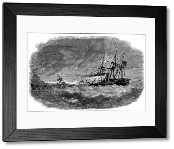 Framed Print : Lisbon Bar during a Gale of Wind, 1858. Creator: Smyth Framed Print : Lisbon Bar during a Gale of Wind, 1858. Creator: Smyth