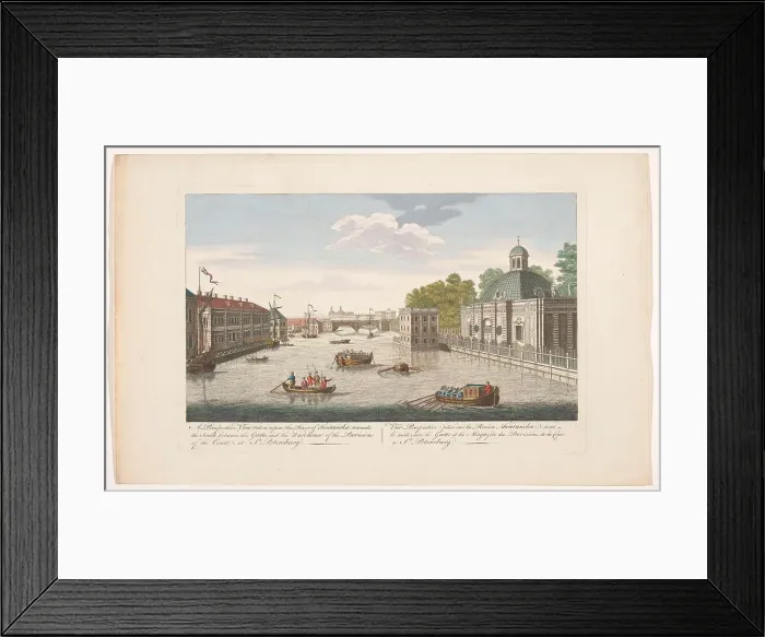 Framed Print : View of the Fontanka River in Saint Petersburg seen from the north side, 1745-1794. Creator: Unknown Framed Print : View of the Fontanka River in Saint Petersburg seen from the north side, 1745-1794. Creator: Unknown