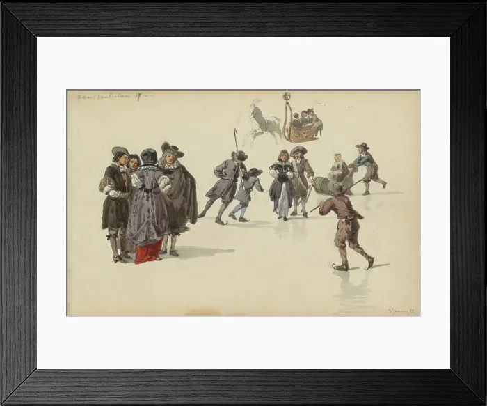 Framed Print : Figures in seventeenth-century clothing, 1882. Creator: Cornelis Springer Framed Print : Figures in seventeenth-century clothing, 1882. Creator: Cornelis Springer
