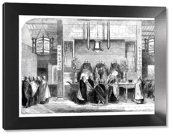 Sketches in China - the Consecration of a Buddhist Abbot at the Temple of Honam, 1858. Creator: Unknown