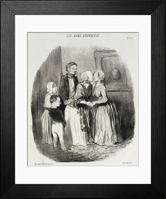 Framed Print : Au nouvel an, visite obligée à la tante Rabourdin, 1847. Creator: Honore Daumier Framed Print : Au nouvel an, visite obligée à la tante Rabourdin, 1847. Creator: Honore Daumier