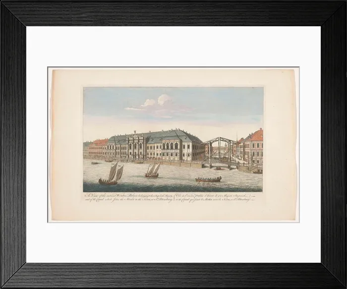 Framed Print : View of the Winter Palace and the canal between the rivers Mojka and Neva in Saint Pete... 1745-94. Creator: Unknown