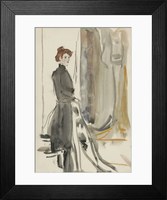Framed Print : Standing woman with a piece of cloth, 1875-1934. Creator: Isaac Lazerus Israels Framed Print : Standing woman with a piece of cloth, 1875-1934. Creator: Isaac Lazerus Israels