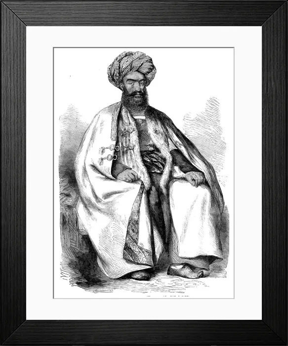 Framed Print : Osman Khan, Wuzeer to Shah Soojah - from a drawing by W. Carpenter, Jun. 1858. Creator: Unknown Framed Print : Osman Khan, Wuzeer to Shah Soojah - from a drawing by W. Carpenter, Jun. 1858. Creator: Unknown