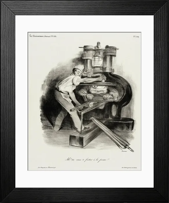 Framed Print : Ah! Tu veux te frotter à la presse!!, 1833. Creator: Honore Daumier Framed Print : Ah! Tu veux te frotter à la presse!!, 1833. Creator: Honore Daumier