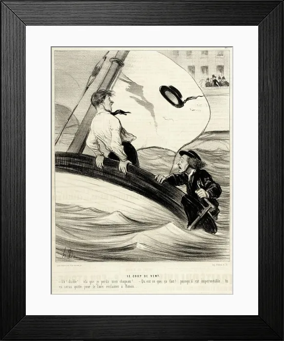 Framed Print : Le Coup de Vent, 1843. Creator: Honore Daumier Framed Print : Le Coup de Vent, 1843. Creator: Honore Daumier