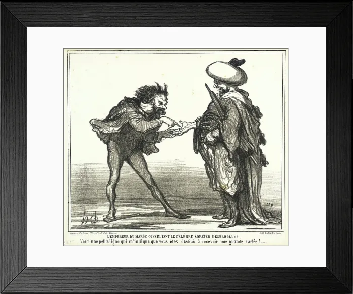 Framed Print : L'Empereur du Maroc consultant le celèbre sorcier Desbarolles, 1859. Creator: Honore Daumier Framed Print : L'Empereur du Maroc consultant le celèbre sorcier Desbarolles, 1859. Creator: Honore Daumier