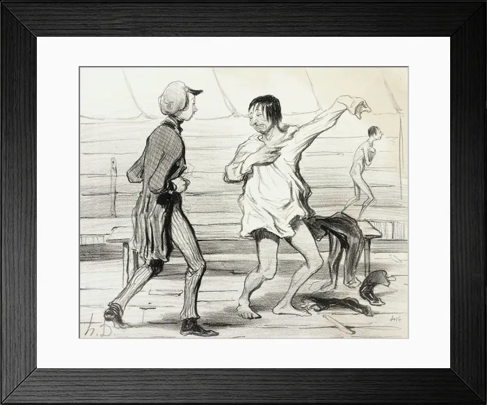 Framed Print : Les Bains à vingt centimes, nouveau style, 1842. Creator: Honore Daumier Framed Print : Les Bains à vingt centimes, nouveau style, 1842. Creator: Honore Daumier