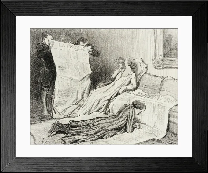 Framed Print : Abonnés recevant leur journal.. 1845. Creator: Honore Daumier Framed Print : Abonnés recevant leur journal.. 1845. Creator: Honore Daumier