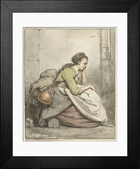 Framed Print : Seated woman with a copper kettle, 1763-1826. Creator: Abraham van Strij Framed Print : Seated woman with a copper kettle, 1763-1826. Creator: Abraham van Strij