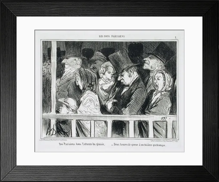 Framed Print : Des Parisiens dans l'attente du plaisir.. 1855. Creator: Honore Daumier Framed Print : Des Parisiens dans l'attente du plaisir.. 1855. Creator: Honore Daumier