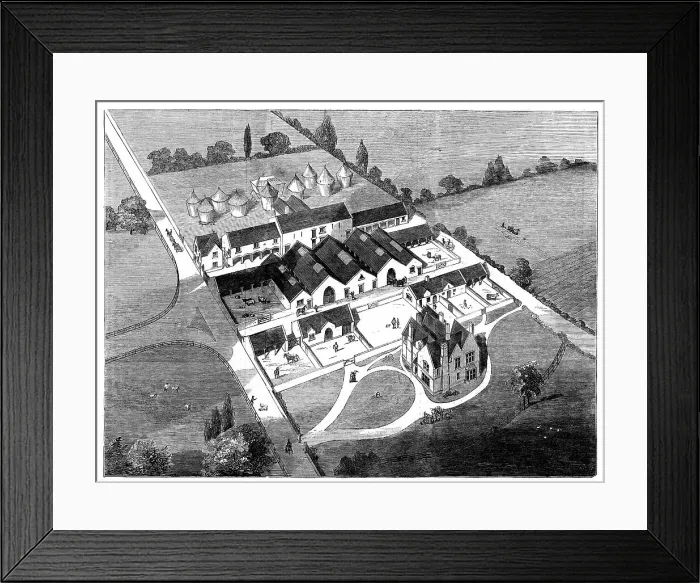 Framed Print : Farmhouse and steading for a Farm in Oxfordshire, belonging to the Duke of Marlborough, 1858. Creator: Unknown Framed Print : Farmhouse and steading for a Farm in Oxfordshire, belonging to the Duke of Marlborough, 1858. Creator: Unknown