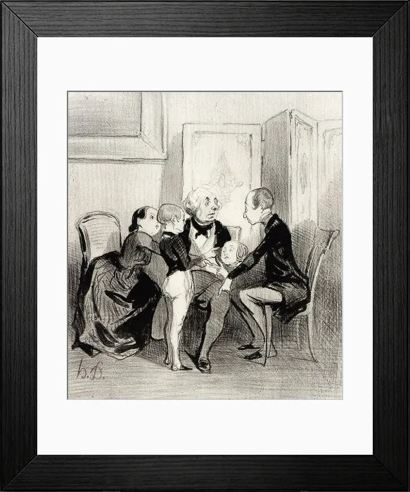 Framed Print : Un petit jeu de société, 1842. Creator: Honore Daumier Framed Print : Un petit jeu de société, 1842. Creator: Honore Daumier