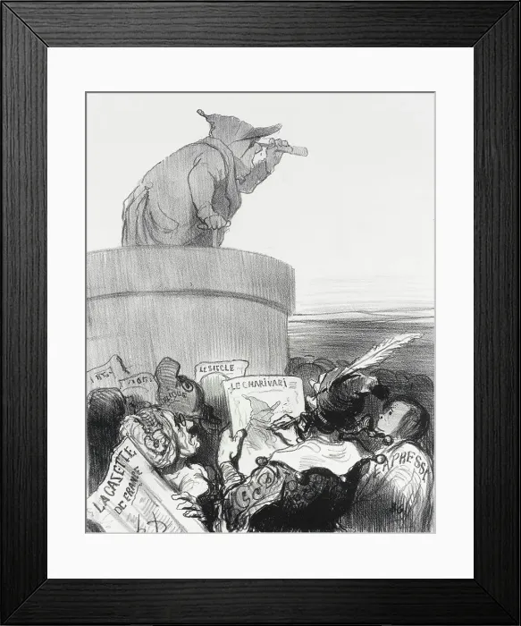 Framed Print : Le Constitutionnel contemplant l'horizon politique, 1849. Creator: Honore Daumier Framed Print : Le Constitutionnel contemplant l'horizon politique, 1849. Creator: Honore Daumier