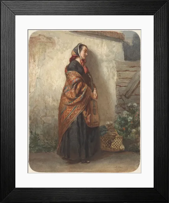 Framed Print : Standing woman with guitar, 1848-1865. Creator: Maurits Leon Framed Print : Standing woman with guitar, 1848-1865. Creator: Maurits Leon
