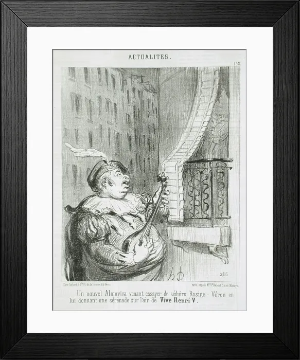 Framed Print : Un nouvel Almaviva.. 1851. Creator: Honore Daumier Framed Print : Un nouvel Almaviva.. 1851. Creator: Honore Daumier