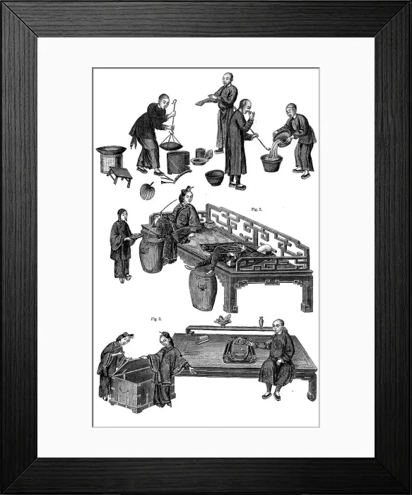 Framed Print : Opium-smoking in China - from drawings by a native artist, 1858. Creator: Unknown Framed Print : Opium-smoking in China - from drawings by a native artist, 1858. Creator: Unknown