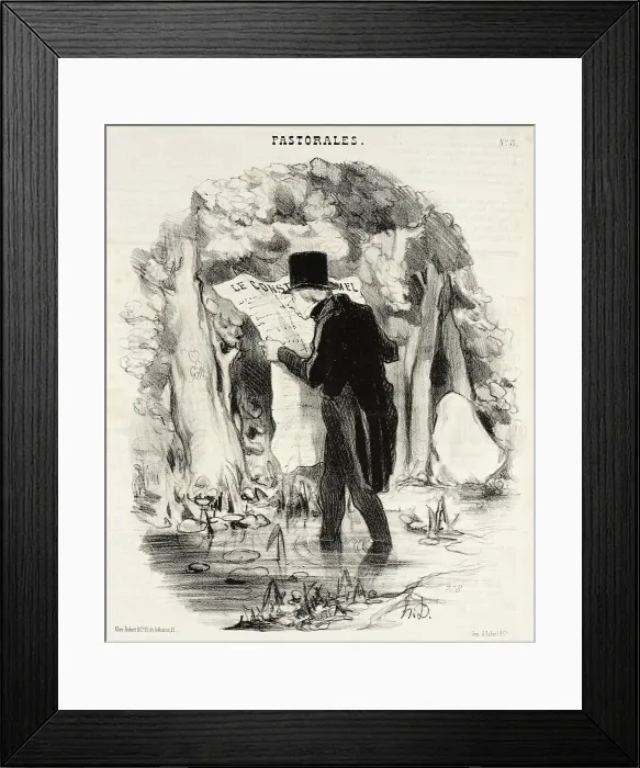 Framed Print : Où peut conduire la lecture du Constitutionnel!, 1845. Creator: Honore Daumier Framed Print : Où peut conduire la lecture du Constitutionnel!, 1845. Creator: Honore Daumier