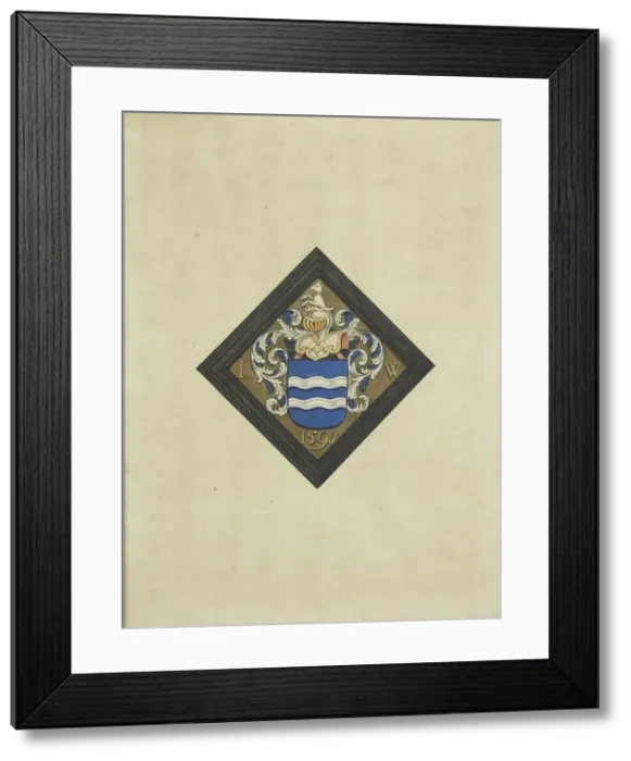Framed Print : The coat of arms of the de Witte family, after a diamond-shaped mourning board... 1750-1799. Creator: Anon Framed Print : The coat of arms of the de Witte family, after a diamond-shaped mourning board... 1750-1799. Creator: Anon