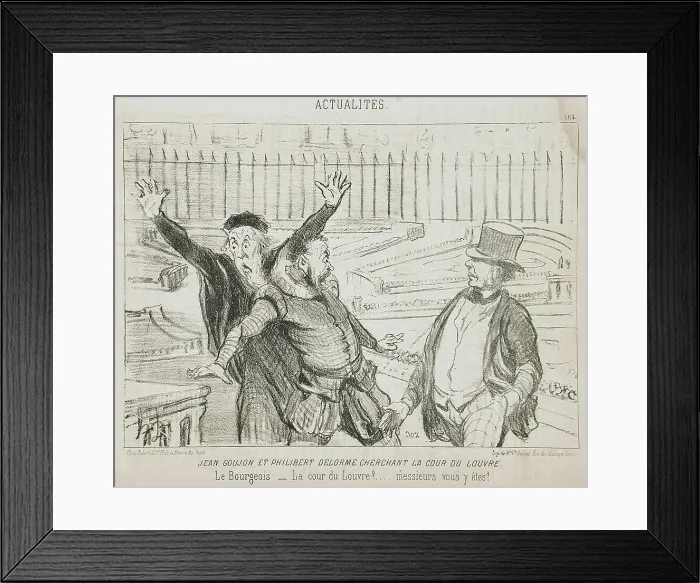 Framed Print : Jean Goujon et Philibert Delorme cherchant la cour du Louvre, 1851. Creator: Honore Daumier Framed Print : Jean Goujon et Philibert Delorme cherchant la cour du Louvre, 1851. Creator: Honore Daumier