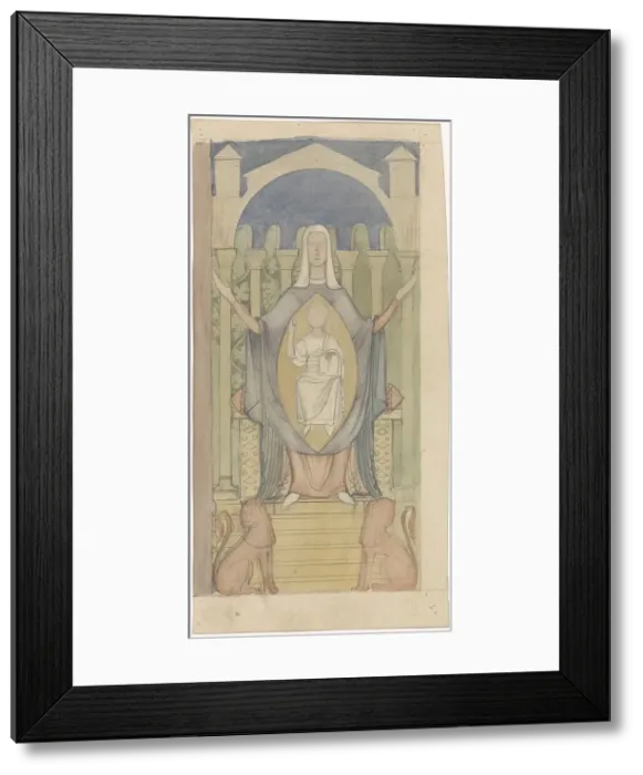 Framed Print : Mary with Christ child, sitting on the throne of Solomon, c. 1869-c. 1925. Creator: Antoon Derkinderen Framed Print : Mary with Christ child, sitting on the throne of Solomon, c. 1869-c. 1925. Creator: Antoon Derkinderen