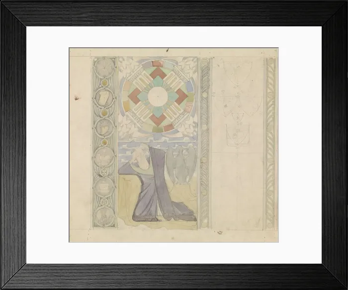 Framed Print : Design for the Tweede Bossche Wand: vision of John of Patmos, c. 1869-c. 1925. Creator: Antoon Derkinderen Framed Print : Design for the Tweede Bossche Wand: vision of John of Patmos, c. 1869-c. 1925. Creator: Antoon Derkinderen