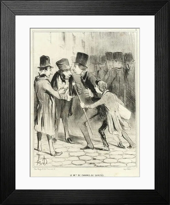 Framed Print : Le Md de chaines de suretés, 1840. Creator: Honore Daumier Framed Print : Le Md de chaines de suretés, 1840. Creator: Honore Daumier