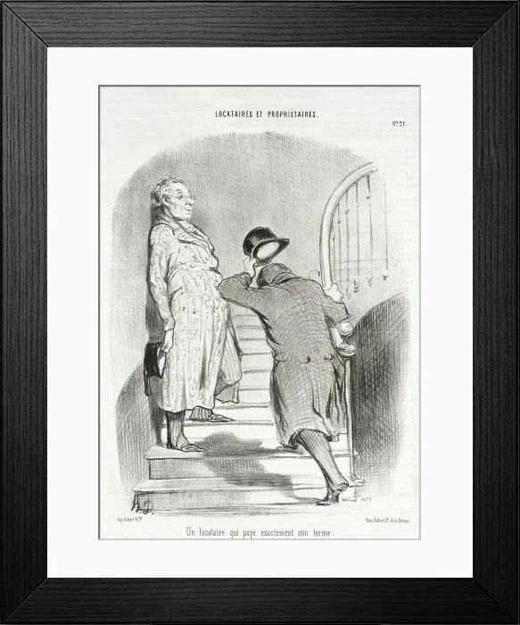 Framed Print : Un locataire qui paye exactement son terme, 1847. Creator: Honore Daumier Framed Print : Un locataire qui paye exactement son terme, 1847. Creator: Honore Daumier