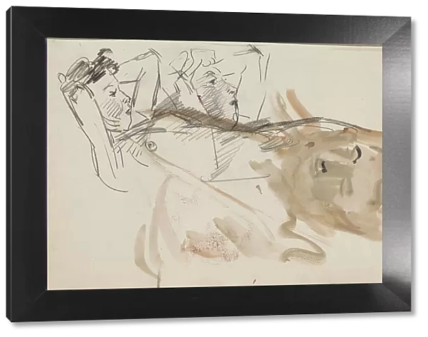Two reclining women and a woman's head, 1875-1934. Creator: Isaac Lazerus Israels