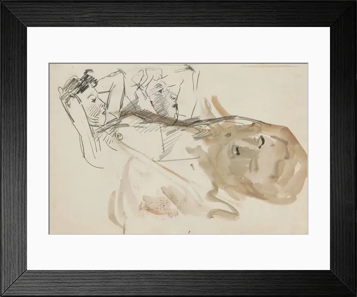 Framed Print : Two reclining women and a woman's head, 1875-1934. Creator: Isaac Lazerus Israels Framed Print : Two reclining women and a woman's head, 1875-1934. Creator: Isaac Lazerus Israels