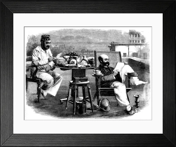 Framed Print : Chota Haziree, or Little Breakfast, in India, from a photograph by A. Williamson, 1858. Creator: Unknown. Chota Haziree, or Little Breakfast, in India, from a photograph by A. Williamson, 1858. Creator: Unknown Framed Print : Chota Haziree, or Little Breakfast, in India, from a photograph by A. Williamson, 1858. Creator: Unknown. Chota Haziree, or Little Breakfast, in India, from a photograph by A. Williamson, 1858. Creator: Unknown