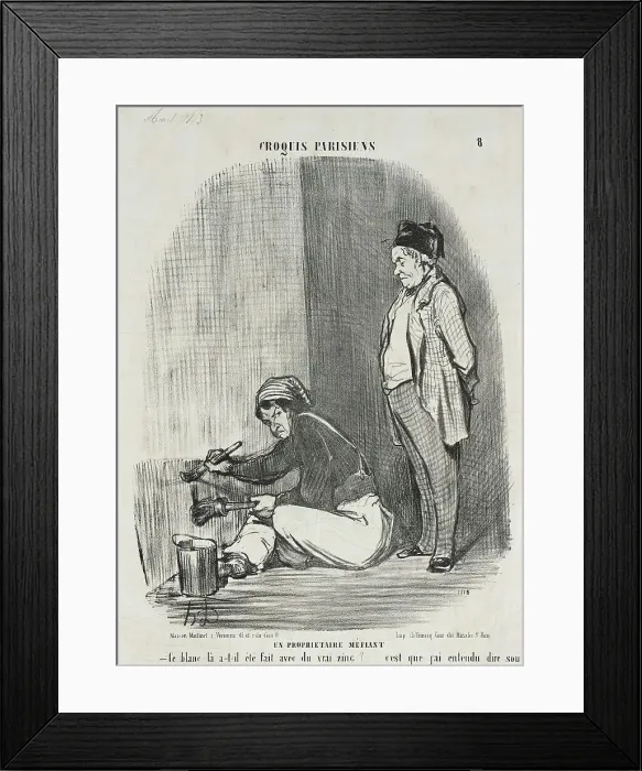 Framed Print : Un Propriétaire méfiant, 1853. Creator: Honore Daumier Framed Print : Un Propriétaire méfiant, 1853. Creator: Honore Daumier