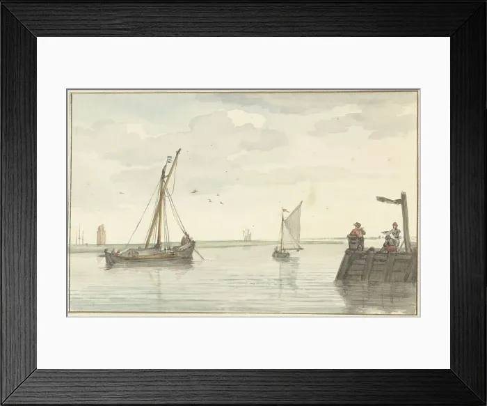 Framed Print : The stone fire beacon and the harbor head of Durgerdam, 1756. Creator: Aert Schouman Framed Print : The stone fire beacon and the harbor head of Durgerdam, 1756. Creator: Aert Schouman