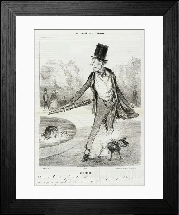 Framed Print : Une heure - Promenade au Luxembourg, 1839. Creator: Honore Daumier Framed Print : Une heure - Promenade au Luxembourg, 1839. Creator: Honore Daumier
