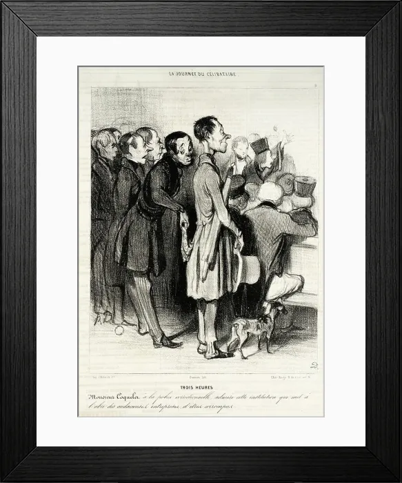 Framed Print : Trois heures, 1839. Creator: Honore Daumier Framed Print : Trois heures, 1839. Creator: Honore Daumier