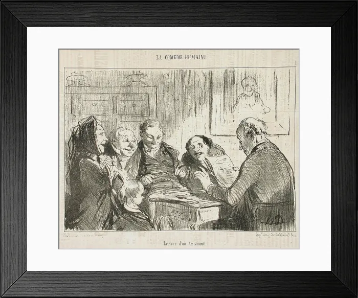Framed Print : Lecture d'un testament, 1853. Creator: Honore Daumier