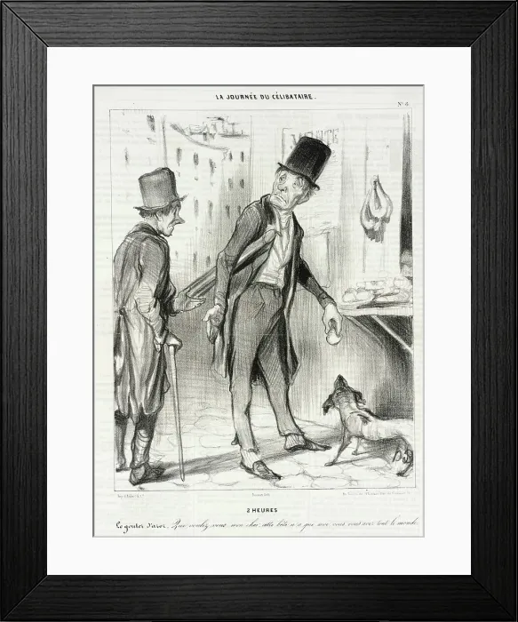 Framed Print : 2 heures - Le gouter d'Azor, 1839. Creator: Honore Daumier Framed Print : 2 heures - Le gouter d'Azor, 1839. Creator: Honore Daumier