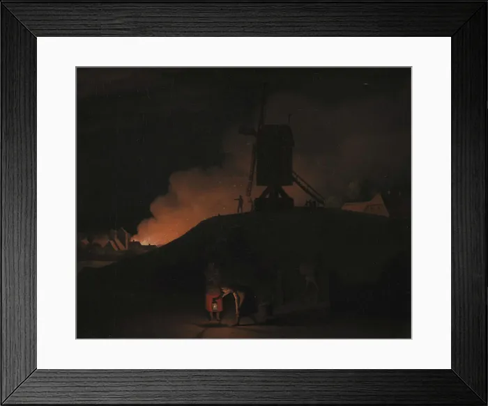 Framed Print : A Fire at Night, 1807. Creator: CW Eckersberg Framed Print : A Fire at Night, 1807. Creator: CW Eckersberg