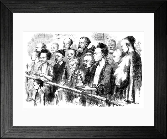 Framed Print : Sketches in China - Heads of the People - a sketch at the Rev. Mr. Huleatt's Rice... 1858. Creator: Unknown Framed Print : Sketches in China - Heads of the People - a sketch at the Rev. Mr. Huleatt's Rice... 1858. Creator: Unknown