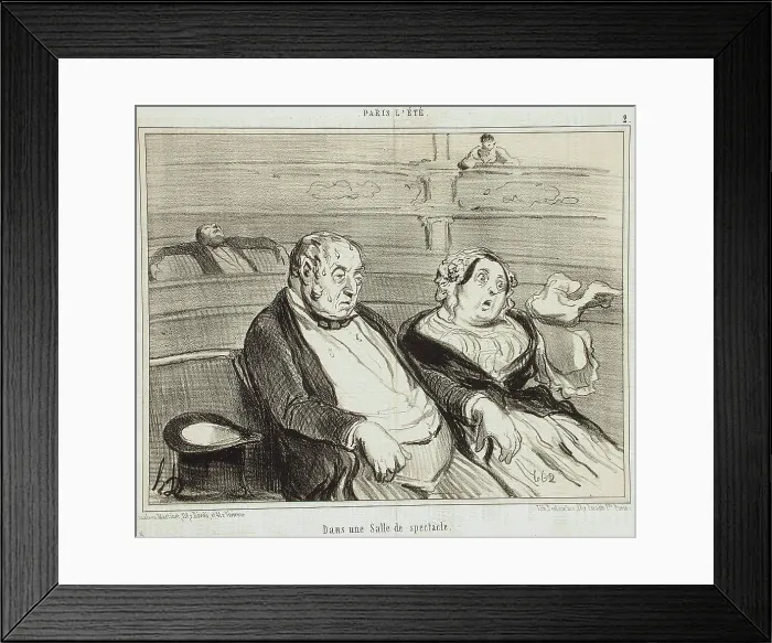 Framed Print : Dans une salle de spectacle, 1854. Creator: Honore Daumier Framed Print : Dans une salle de spectacle, 1854. Creator: Honore Daumier