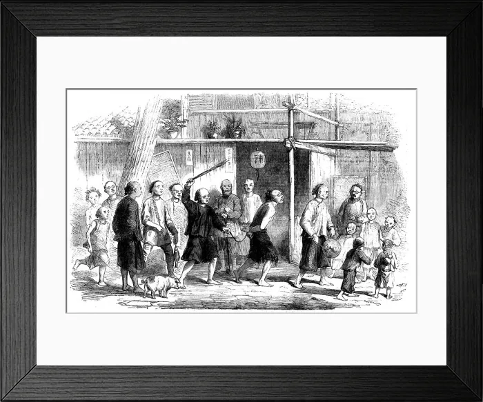 Framed Print : Sketches in China - a Thief whipped through the Streets of Canton, 1858. Creator: Unknown Framed Print : Sketches in China - a Thief whipped through the Streets of Canton, 1858. Creator: Unknown