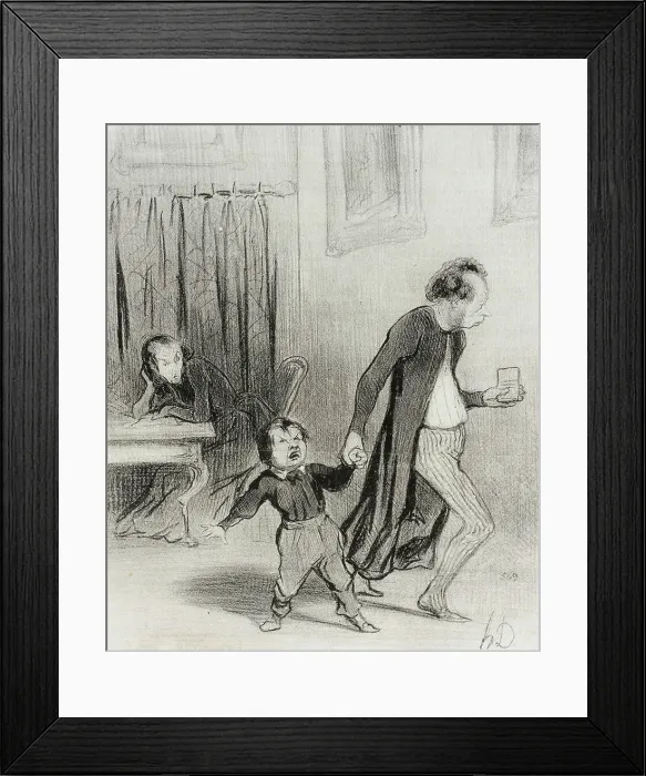 Framed Print : Satáne piallard d'enfant va!...laisse moi donc composer en paix mon ode... 1844. Creator: Honore Daumier Framed Print : Satáne piallard d'enfant va!...laisse moi donc composer en paix mon ode... 1844. Creator: Honore Daumier