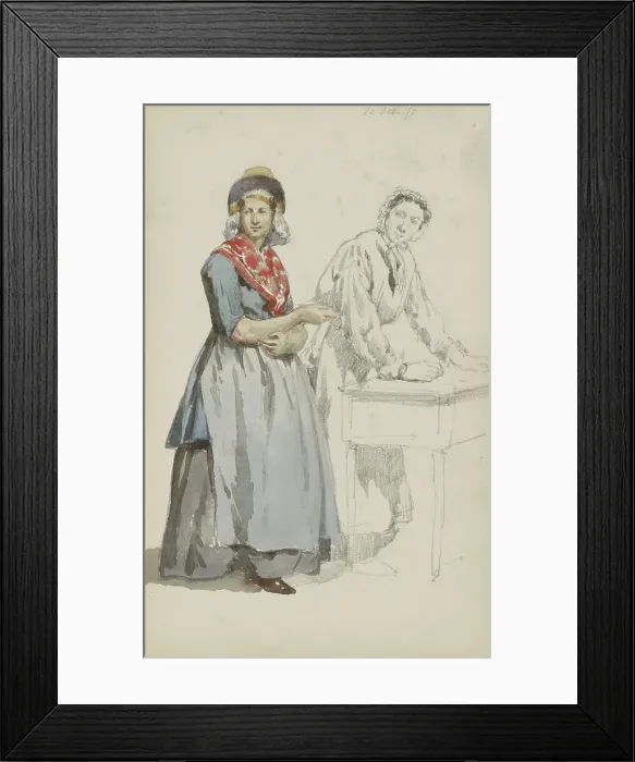 Framed Print : Two women at a table, 1871. Creator: Cornelis Springer Framed Print : Two women at a table, 1871. Creator: Cornelis Springer