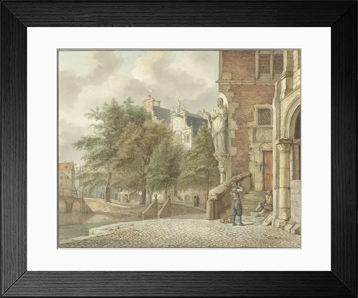 Framed Print : View of a city canal, 1801. Creator: Reinier Vinkeles Framed Print : View of a city canal, 1801. Creator: Reinier Vinkeles
