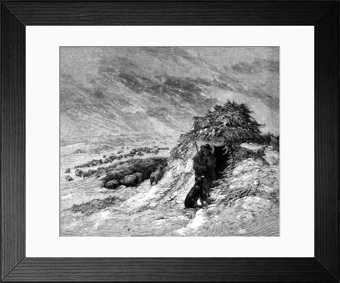 Framed Print : The Shepherd's Christmas - a sketch on Brighton Downs - drawn by E. Duncan, 1858. Creator: Unknown Framed Print : The Shepherd's Christmas - a sketch on Brighton Downs - drawn by E. Duncan, 1858. Creator: Unknown