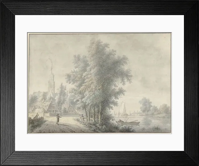 Framed Print : View of a village with church tower, 1758-1815. Creator: Nicolaas Wicart Framed Print : View of a village with church tower, 1758-1815. Creator: Nicolaas Wicart